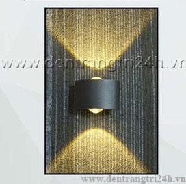 Đèn Tường LED chống nước hắt 2 tia sơn đen bo tròn VNT-618-19 đen L80xW75