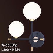 Đèn gắn tường 2 quả cầu thuỷ tinh đục tròn V-8890/2 L290xH320