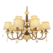 Đèn Chùm Châu Âu bán cổ điển, 2 tầng, 12 chao vải vàng nhạt CH0396/8+4 Ø900xH650