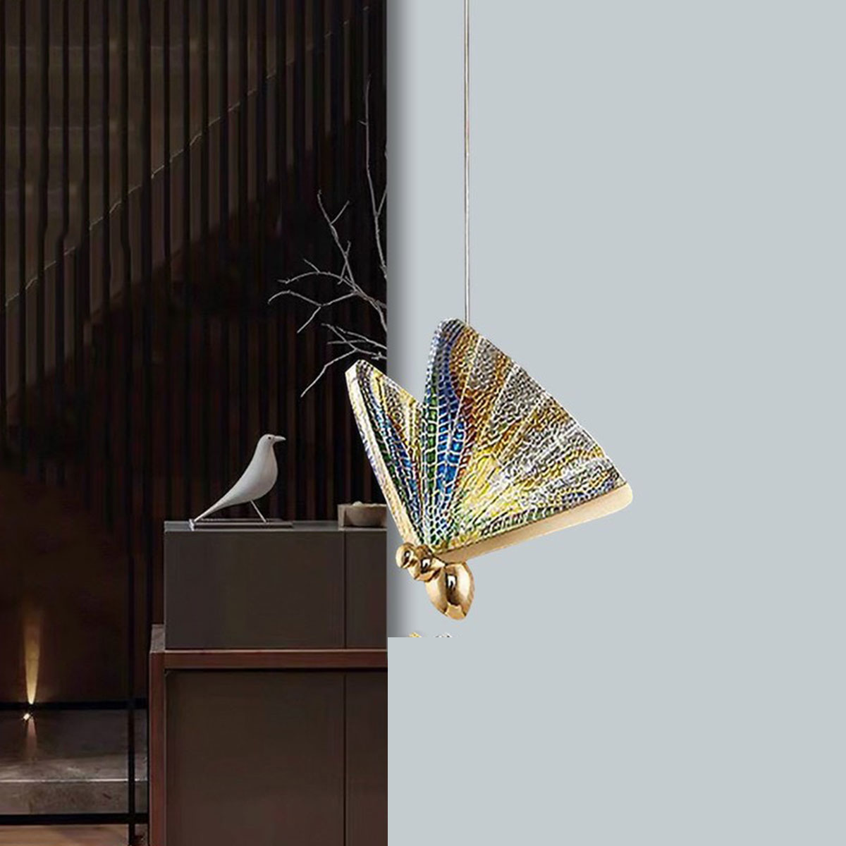 Đèn Thả Pha lê hình con bướm HK23 THD110 W170xW180xH2000