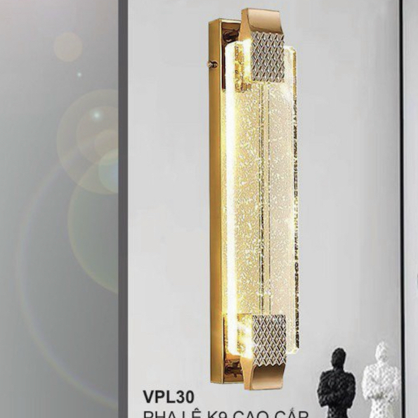 Đèn Tường thanh pha lê hình chữ nhật dài 3 chế độ sáng VPL30 W120xH500