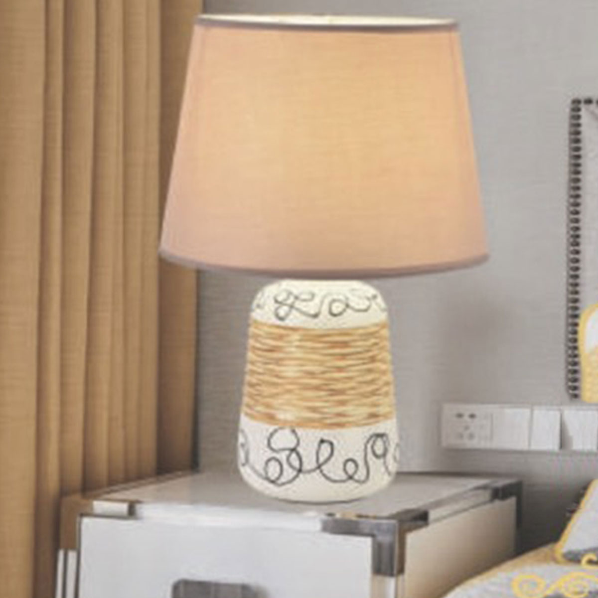 Đèn bàn gốm đọc sách để tap đầu giường phòng ngủ DB 1070 Ø250xH360