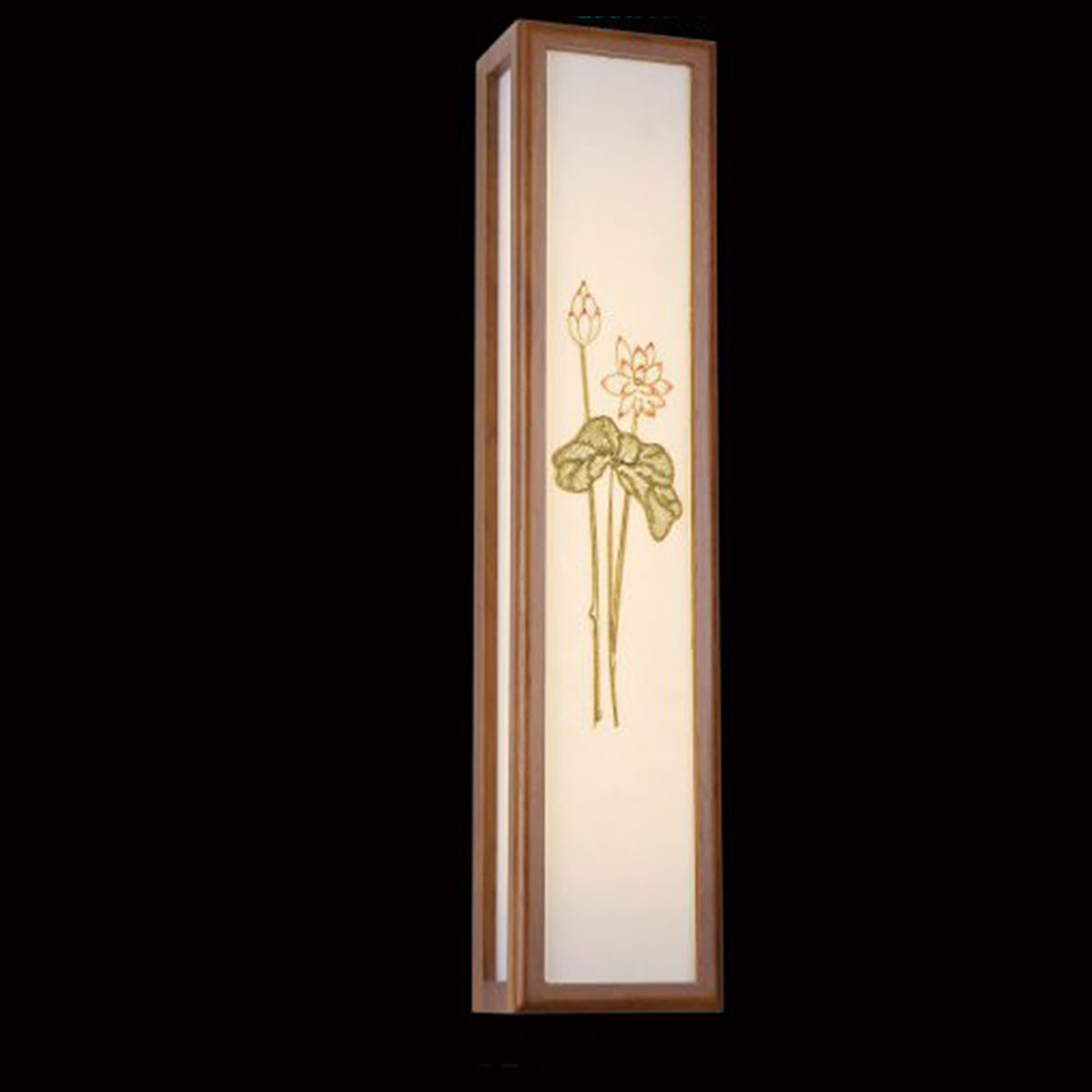 Đèn gắn tường bằng gỗ hình hộp chữ nhật hoa sen KP22-1 911-3 150x100xH680