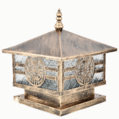 Đèn gắn trụ, cột cổng màu đồng CT-02D Ø350xH350