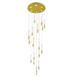 Đèn Thả 18 Pha Lê Led giọt nước thông tầng THD14T18 Ø600 x H3000