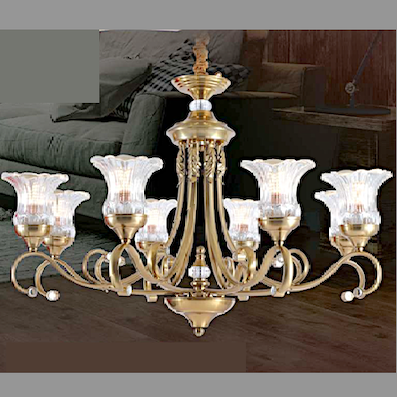 Đèn Chùm thân màu đồng 8 bông hoa T-5065/8