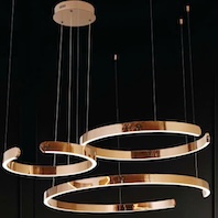 Đèn Thả 3 vòng tròn led khuyết, thân màu vàng hồng bóng đường kính 40-60-80cm TH-0813