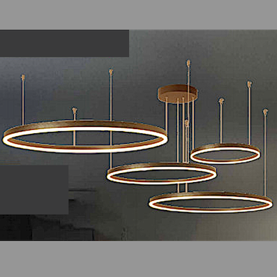 Đèn Thả 4 vòng tròn led màu nâu cà phê to nhỏ led 3 màu sáng TH-8039