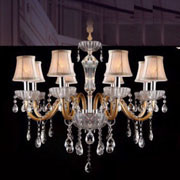 Đèn chùm pha lê phong cánh Châu Âu 8 chao vải CN 8118/8 Ø850