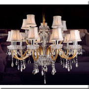 Đèn chùm tân cổ điển 2 tầng 15 chao bằng vải CN 8118/15 Ø950xH800+400