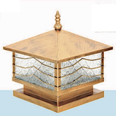 Đèn trụ cổng hộp vuông màu vàng có mái cạnh 20cm CT-01A