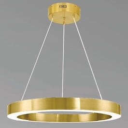 Đèn Thả vòng tròn led đường kính 30cm thân inox màu vàng đồng THD7039 Ø300