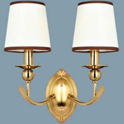 Đèn gắn tường cổ điển thân màu đồng 2 chụp vải trắng VB-2305/2