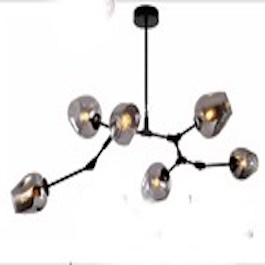 Đèn chùm màu đen 6 chao màu đen khói T882/6 Ø800 Đen
