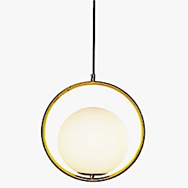 Đèn Thả đơn vòng tròn có cầu thủy tinh trắng đục TTK03B