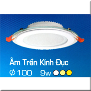 Đèn Led Âm Trần kiếng 1 chế độ sáng 9W HH AK9 Ø100