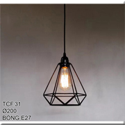 Đèn Thả Bàn Ăn lồng sắt đen TCF31T1 Ø200