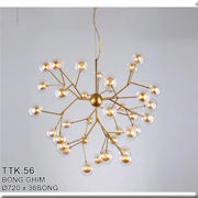 Đèn Chùm 36 bóng thủy tinh led thân vàng TTK56 Ø720