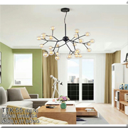 Đèn Chùm 27 bóng thủy tinh led thân đen TTK55 ĐEN Ø620