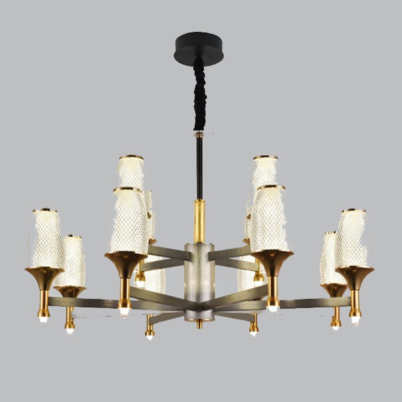 Đèn chùm hiện đại 12 bóng led 3 chế độ màu DC8033T12 Ø920