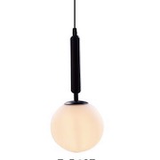 Đèn Thả quả cầu thủy tinh trắng đục thân đen T-568T Ø150