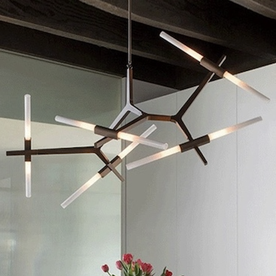 Đèn Chùm led thân đen 10 ống thuỷ tinh TTK12T10 L1400x H950