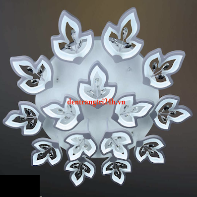Đèn mâm ốp trần LED 15 cánh hoa có pha lê MT-3647/15 Ø1000xH100