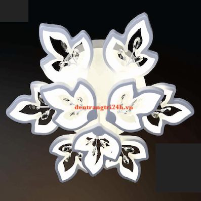 Đèn ốp sát trần LED 9 cánh hoa có pha lê 3 chế độ màu MT-3647/9 Ø700xH100