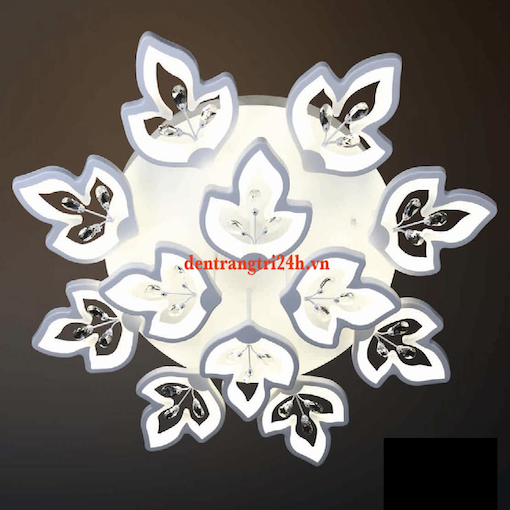 Đèn áp trần LED 12 cánh hoa pha lê 3 màu MT-3647/12 Ø900xH100