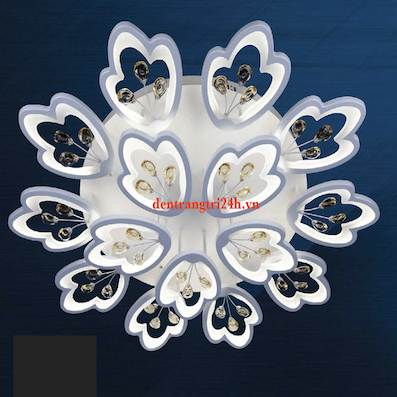 Đèn áp trần LED 3 màu 15 cánh hoa có pha lê MT-3640/15 Ø1050xH100