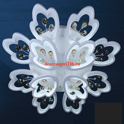 Đèn áp trần LED 3 màu 12 cánh hoa có pha lê MT-3640/12 Ø950xH100