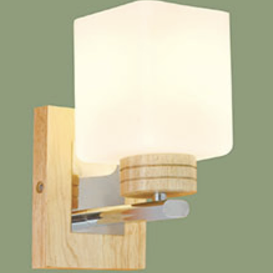 Đèn Tường Gỗ chụp thuỷ tinh trắng đục V 2804