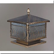 Đèn gắn đầu trụ cổng, đầu trụ, cột hình vuông màu đồng 4 mái cạnh 30cm R6710