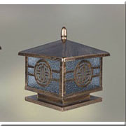 Đèn gắn đầu trụ cổng, đầu trụ, cột hình vuông màu đồng 4 mái cạnh 20cm R6711