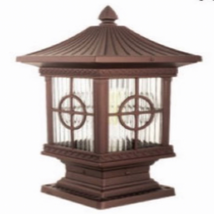 Đèn gắn đầu trụ cổng màu nâu đỏ cổ điển SR-P81001 W205 x 205xH400