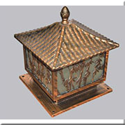 Đèn Trụ Cổng vuông màu đồng cổ điển mái ngói B3029 250x320