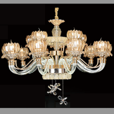 Đèn Chùm pha lê 15 chụp thuỷ tinh bông hoa đường kính 1 mét 8286/10+5 Ø1000x1000
