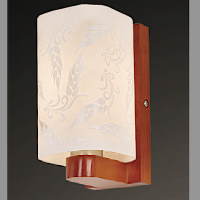Đèn găn tường thân gỗ chao thuỷ tinh Ø100x130x200