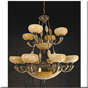 Đèn Chùm Đồng 12 thố (chao) đá vàng tự nhiên DD1171/12 Ø1020x900