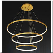 Đèn Thả 3 vòng tròn thân vàng đồng 40-60-80cm led 3 màu 1025-3