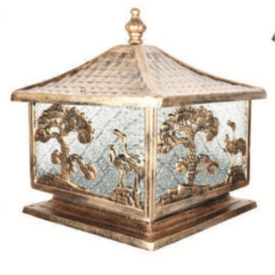 Đèn Trụ Cổng vuông mái ngói nhật cạnh 25cm x chiều cao 35cm