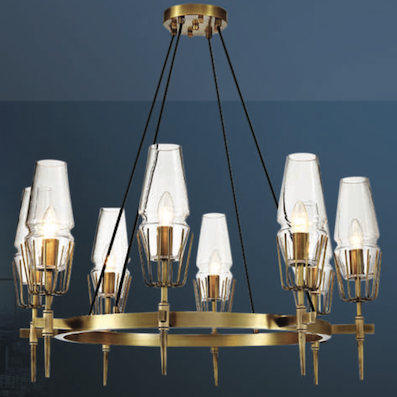 Đèn Chùm 8 chao thuỷ tinh trên vòng tròn CH-LJ8057/8 W850xH500