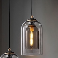 Đèn Thả Bàn Ăn, đảo bếp thuỷ tinh màu trà GT3020 Ø140x H340