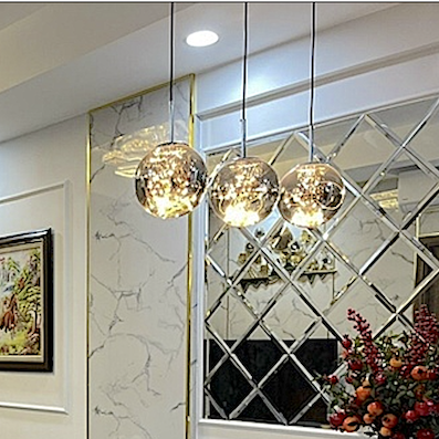 Đèn Thả 3 quả cầu thuỷ tinh pháo hoa TT30T3 Ø200x3