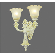 Đèn Tường bán cổ điển, 2 chao sứ WL0535/2 Ø460xW250xH560
