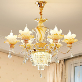 Đèn Chùm Pha Lê 6 bông hoa CNQT-94-21 Ø650xH900