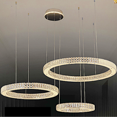 Đèn Thả 3 vòng tròn pha lê cao cấp led 3 màu TH-8822