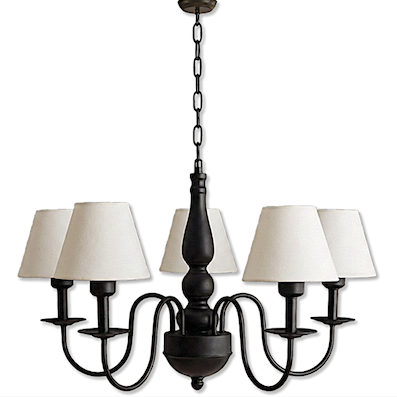 Đèn chùm phong cách châu Âu, 5 chao vải màu trắng DC61 Ø750xH400