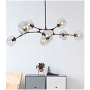 Đèn Chùm hiện đại thân đen, 8 chao thủy tinh màu khói ĐT-2705/8-BK Ø1100