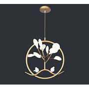 Đèn thả vòng tròn 30cm với 9 chiếc lá thuỷ tinh led ĐT-YY19/GD Ø300